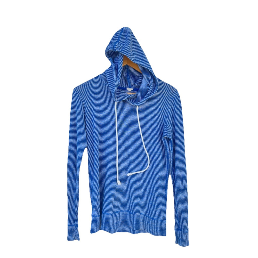 J.Crew Blue White Striped Lightweight Hoodie Women XXS Casual Pullover